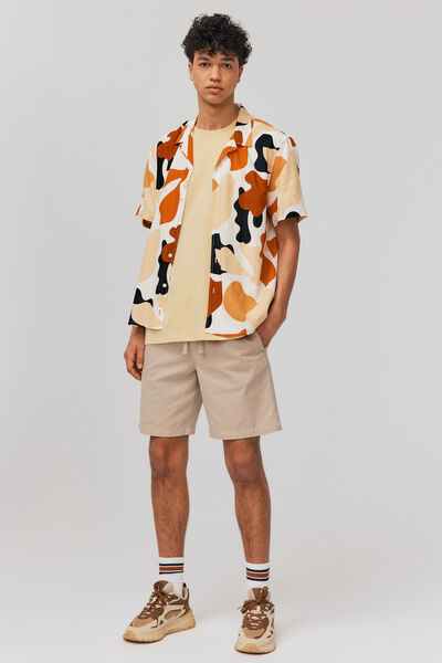 Chemise imprimée manches courtes lin