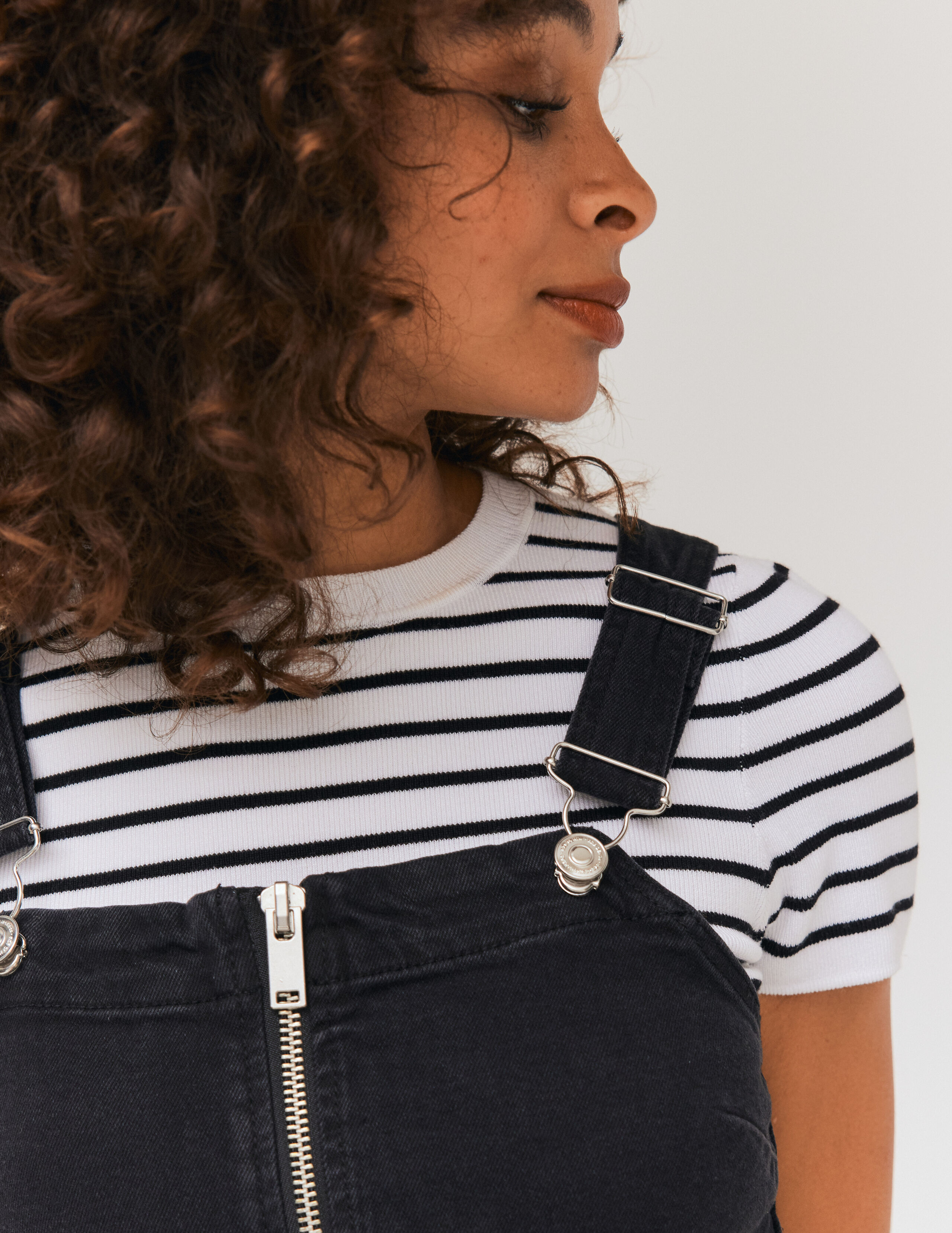 Robe chasuble en jean Noir BZB