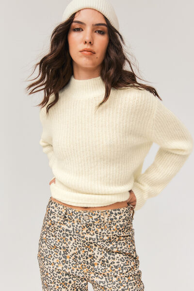 Pull uni en laine mohair et alpaga