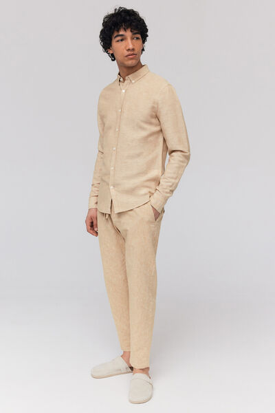 Chemise unie en coton lin