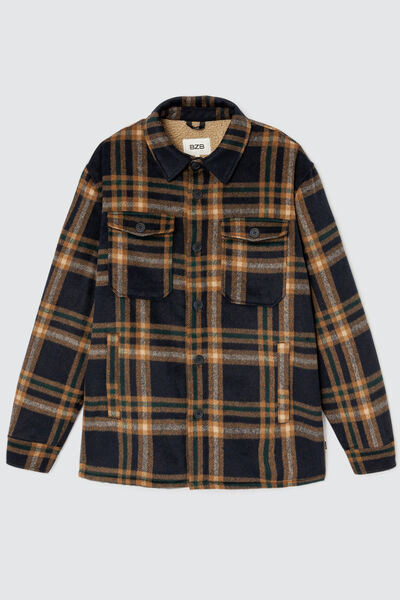 Veste surchemise à carreaux en laine sherpa