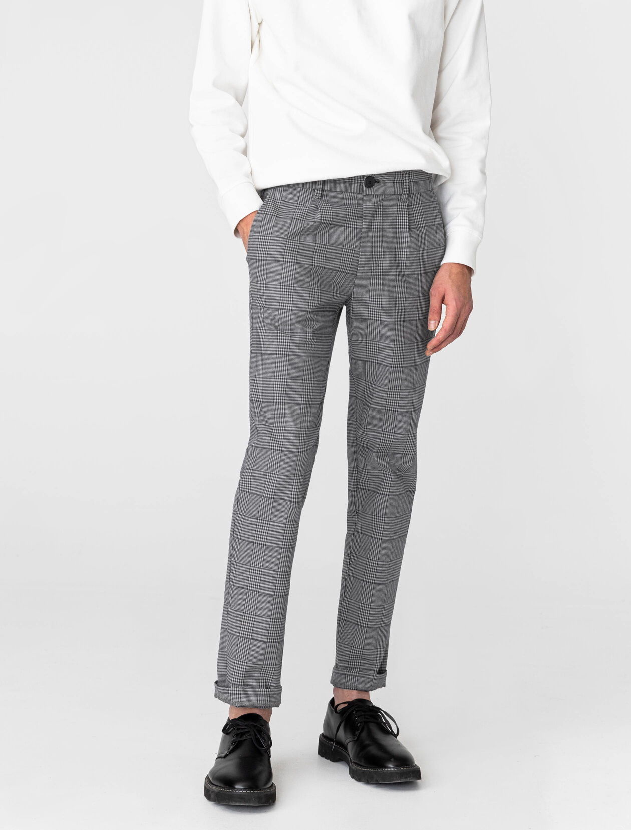 Pantalon a pince carreau homme new arrivals