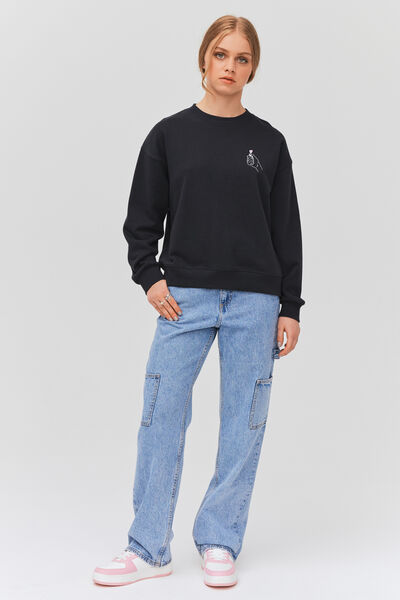 Sweat col rond brod&eacute;