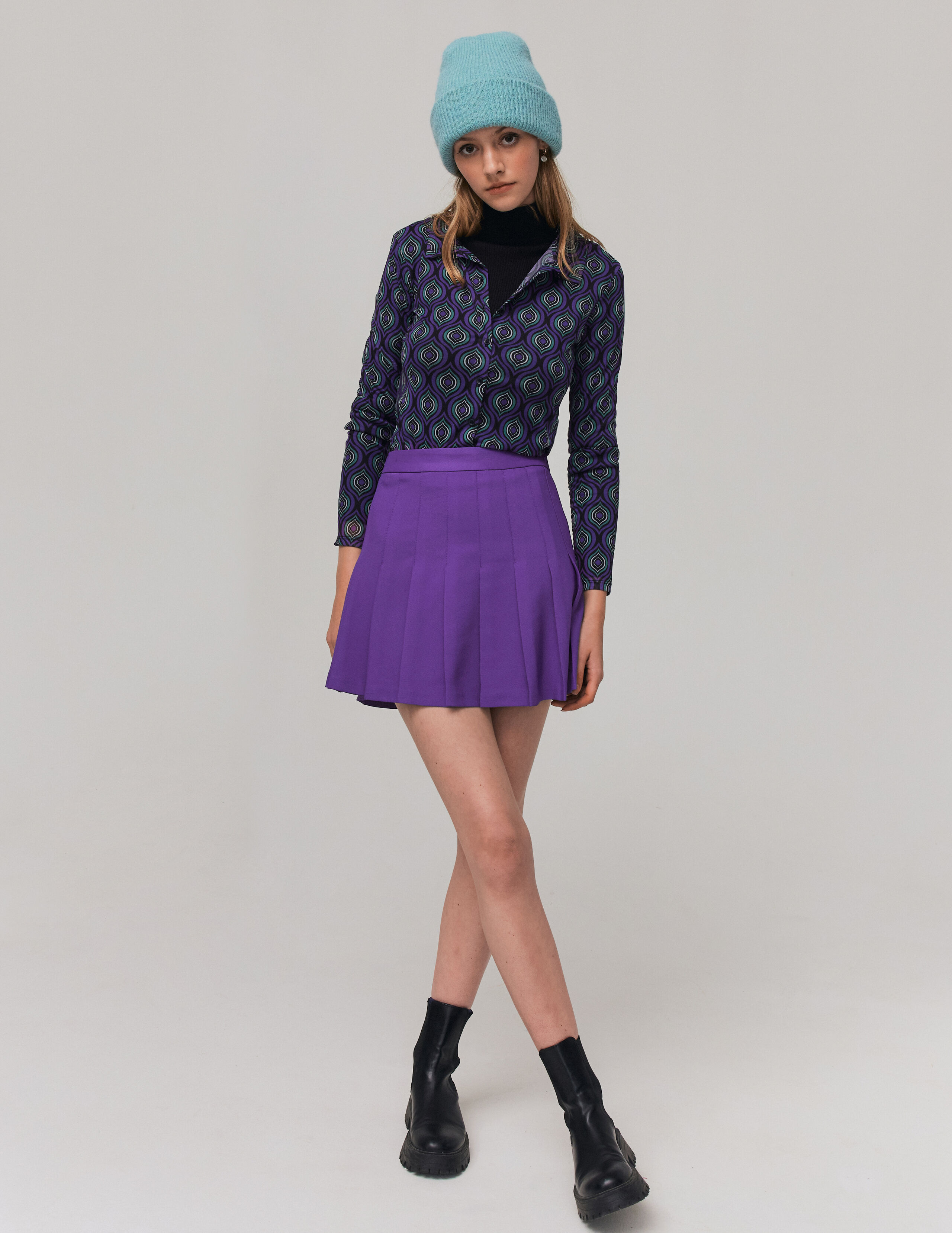 Jupe plissée violette outlet