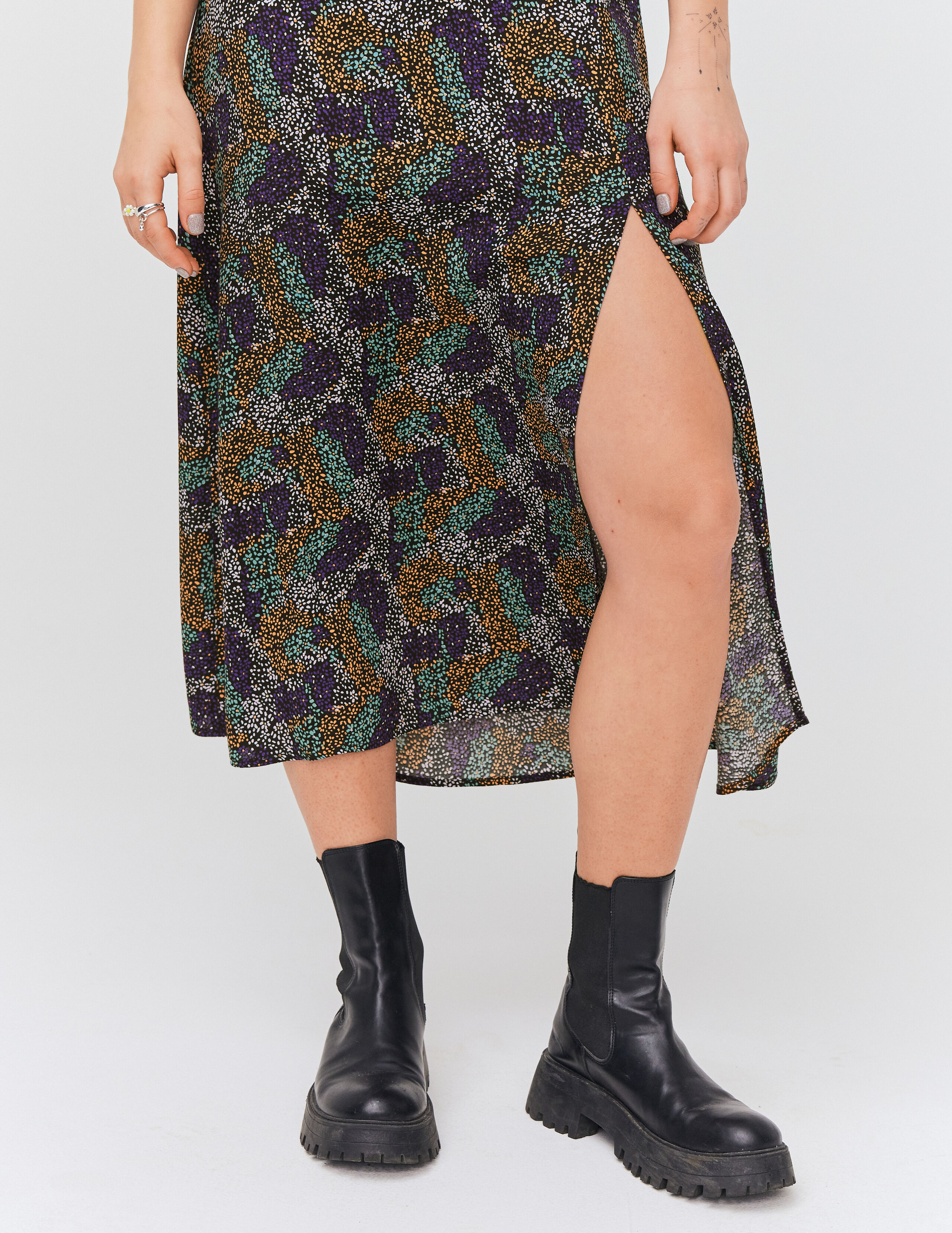 Robe longue dos ouvert Noir Gris BZB