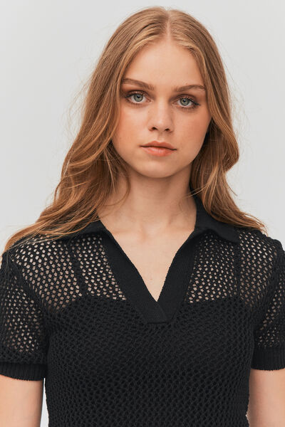 Polo en tricot ajouré