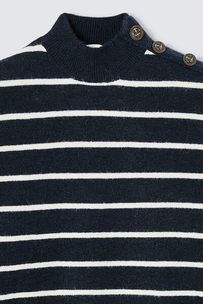 Pull rayé boutons épaule