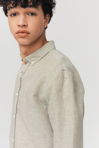 Chemise unie en coton lin