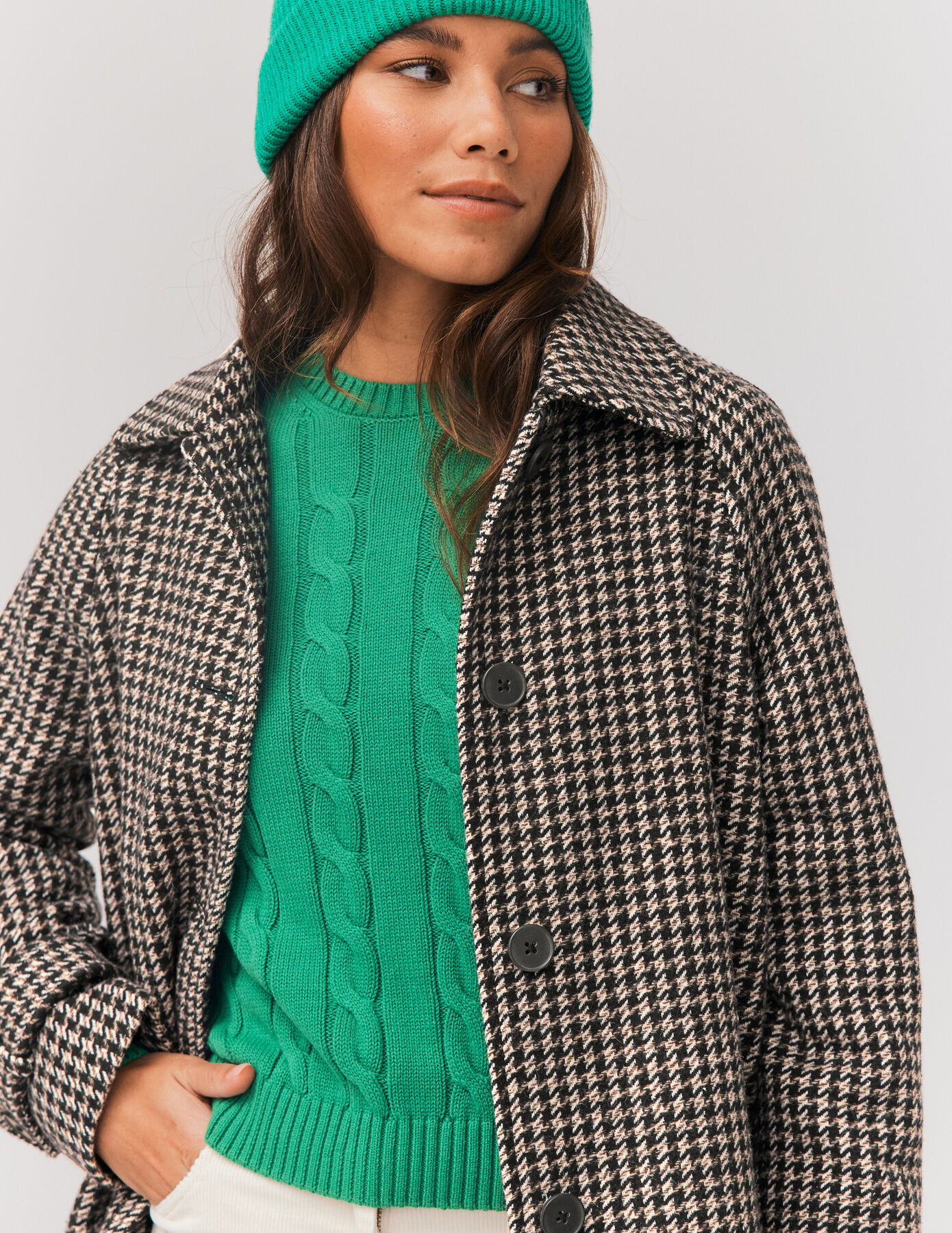 Manteau en laine à carreaux