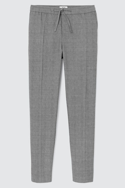 Pantalon urbain à carreaux taille élastiquée