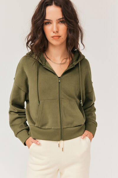 Sweat court zippé à capuche