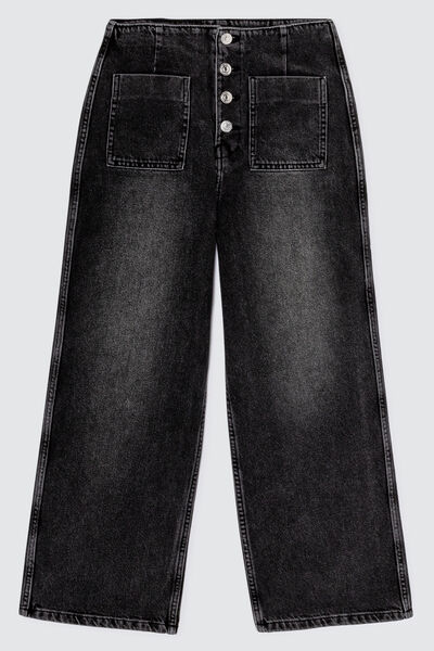 Jean wide leg cropped boutonné