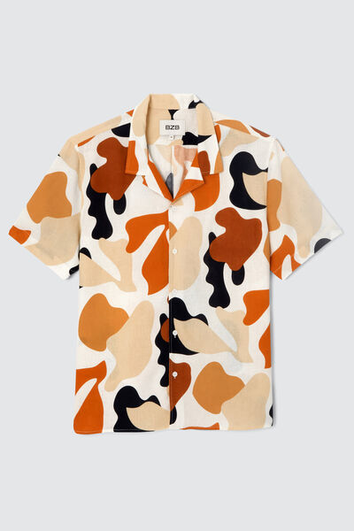 Chemise imprimée manches courtes lin