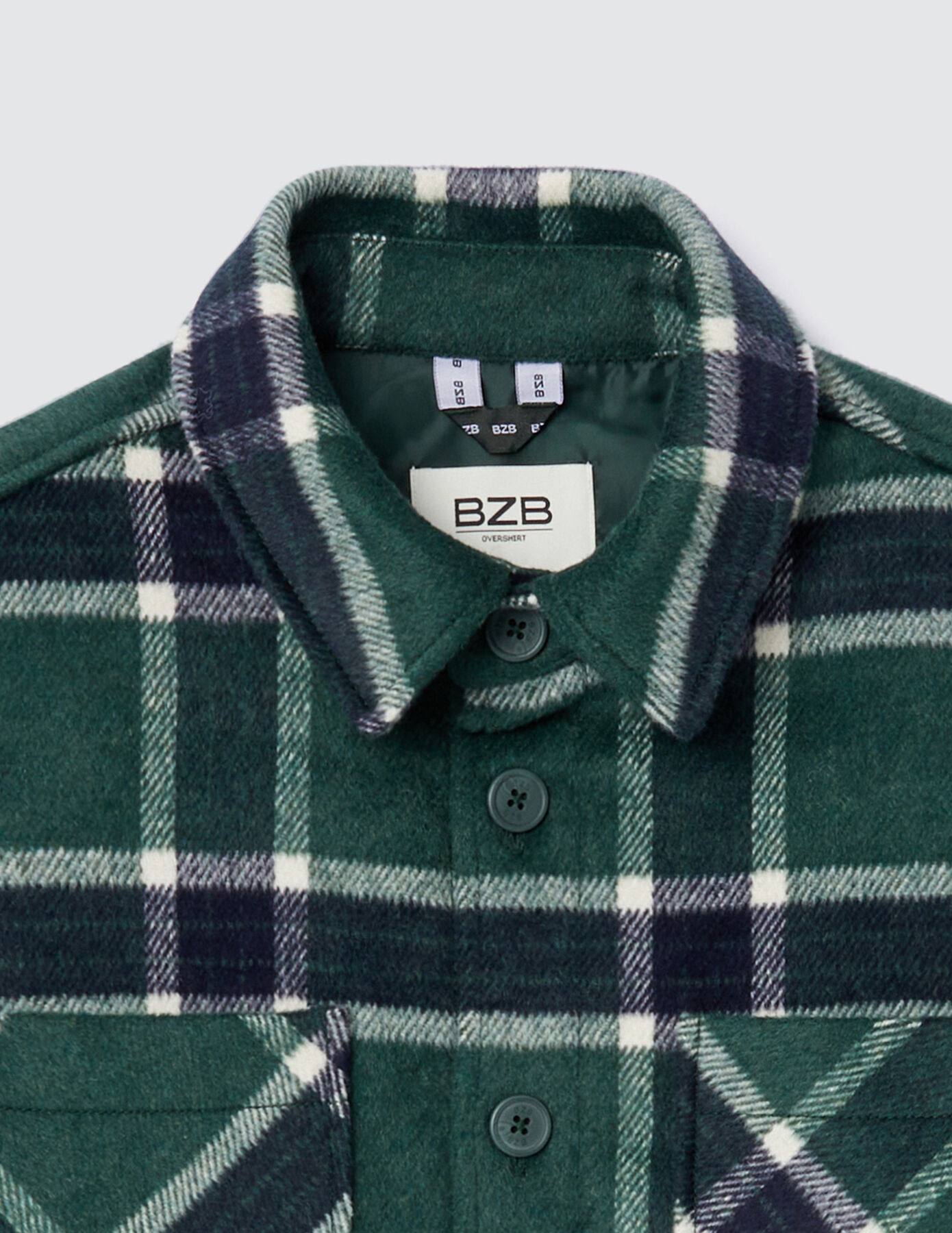 Veste surchemise à carreaux en laine