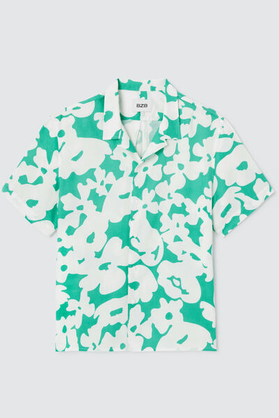 Chemise imprimée manches courtes lin