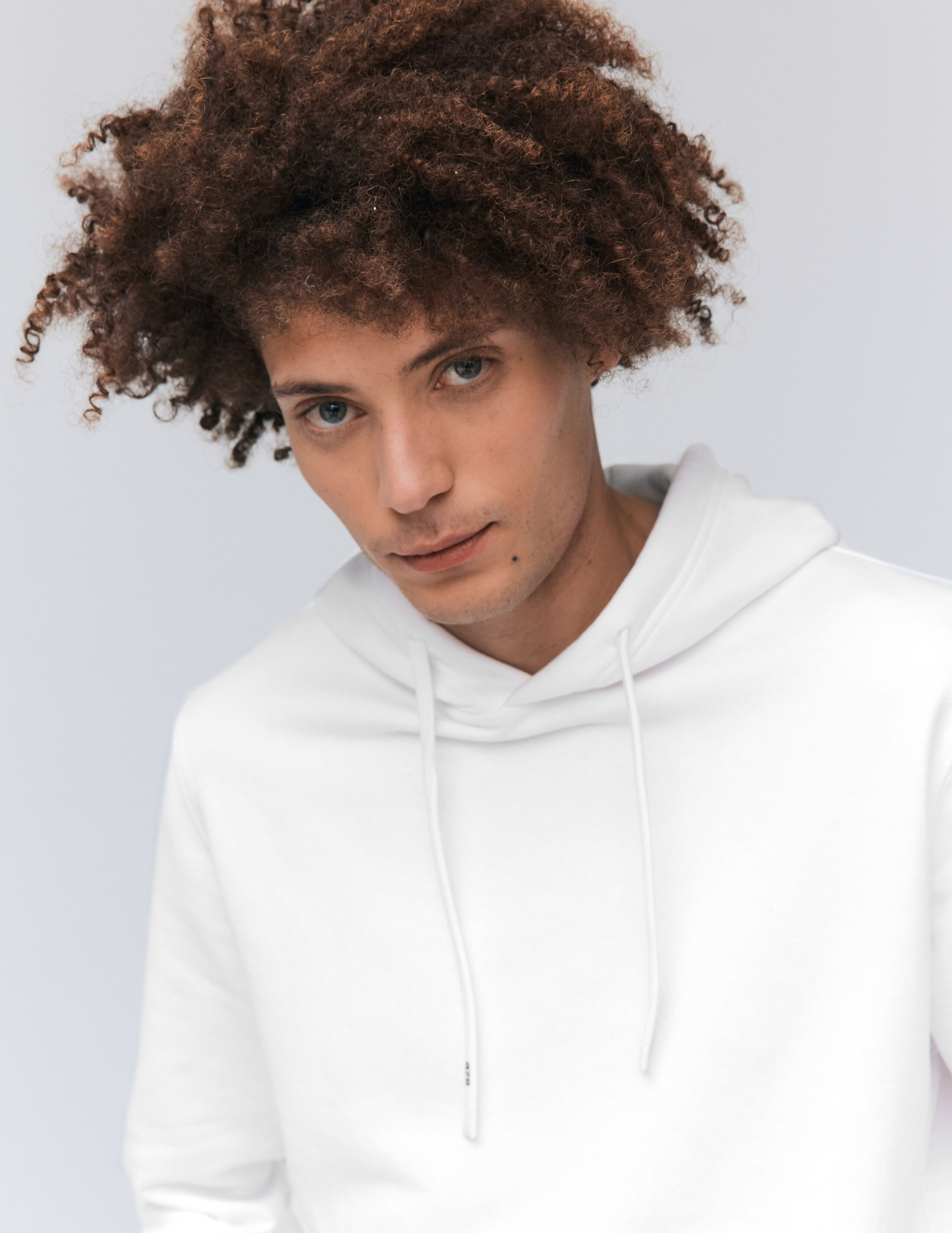 Sweat capuche uni Blanc BZB