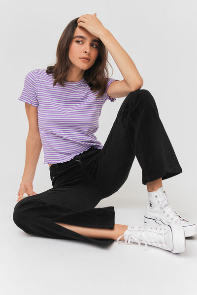 Pantalon flare en velours à fentes