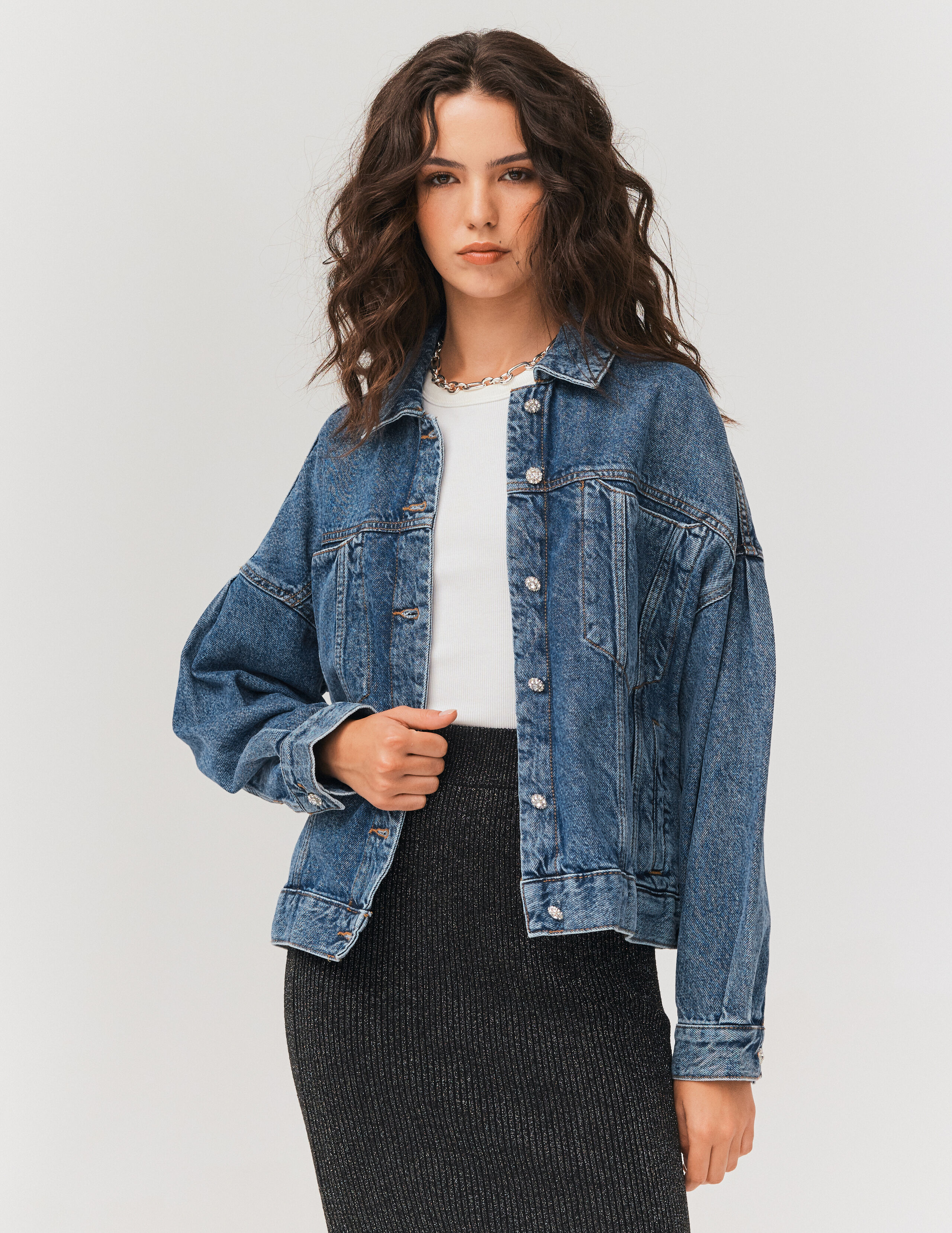 Veste jean molletonné femme sales