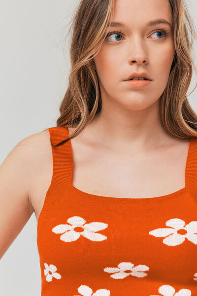 Débardeur jacquard fleurs