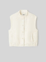 Veste tweed sans manches effet brillant