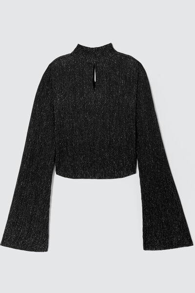 Blouse col montant pailletée
