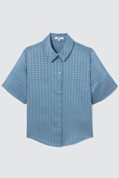 Chemise satinée motif pied-de-poule