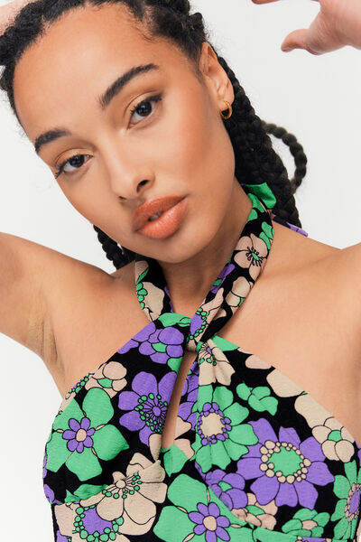 Robe courte imprimée dos nu