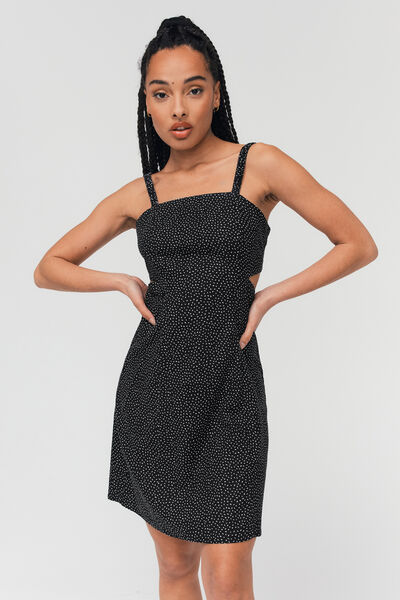 Robe courte cut out imprimée en lin