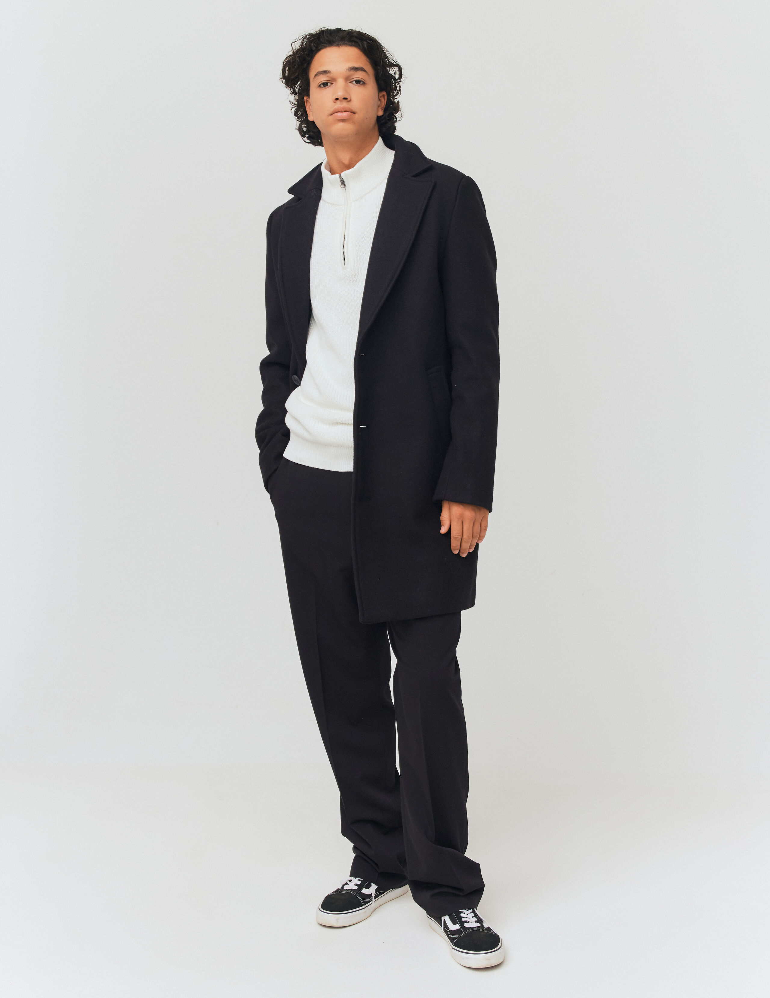 Manteau en laine Noir BZB