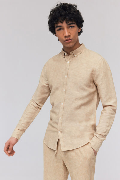 Chemise unie en coton lin