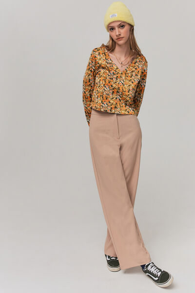 Blouse satin à imprimé fleuri