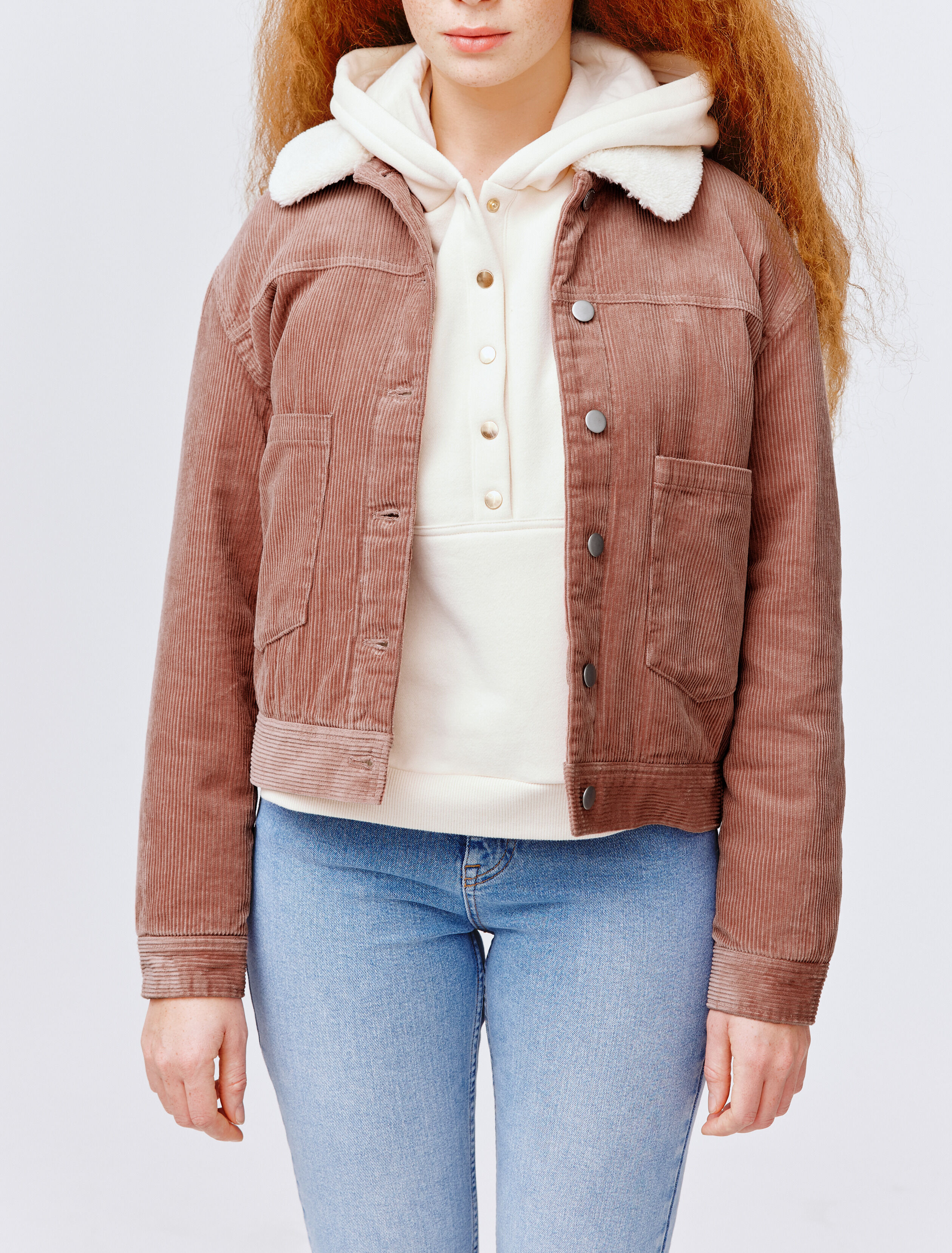 Veste velours col sherpa coton bio Beige BZB
