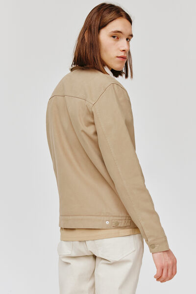 Veste trucker denim beige col sherpa