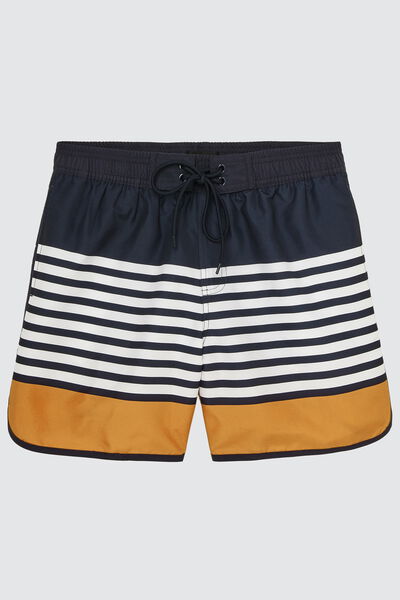 Short de bain mi-long marinière colorblock