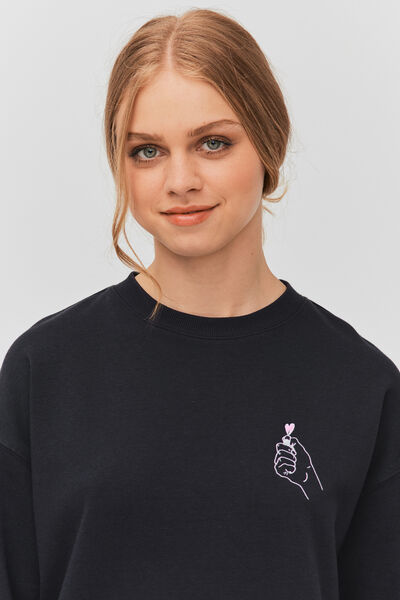 Sweat col rond brod&eacute;