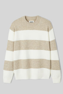 Pull col rond maxi rayures
