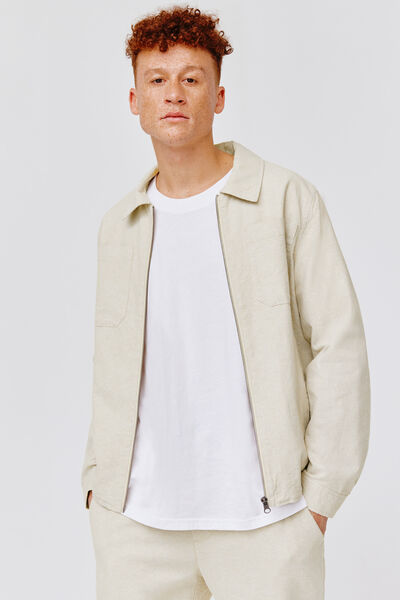 Veste zippée en coton lin