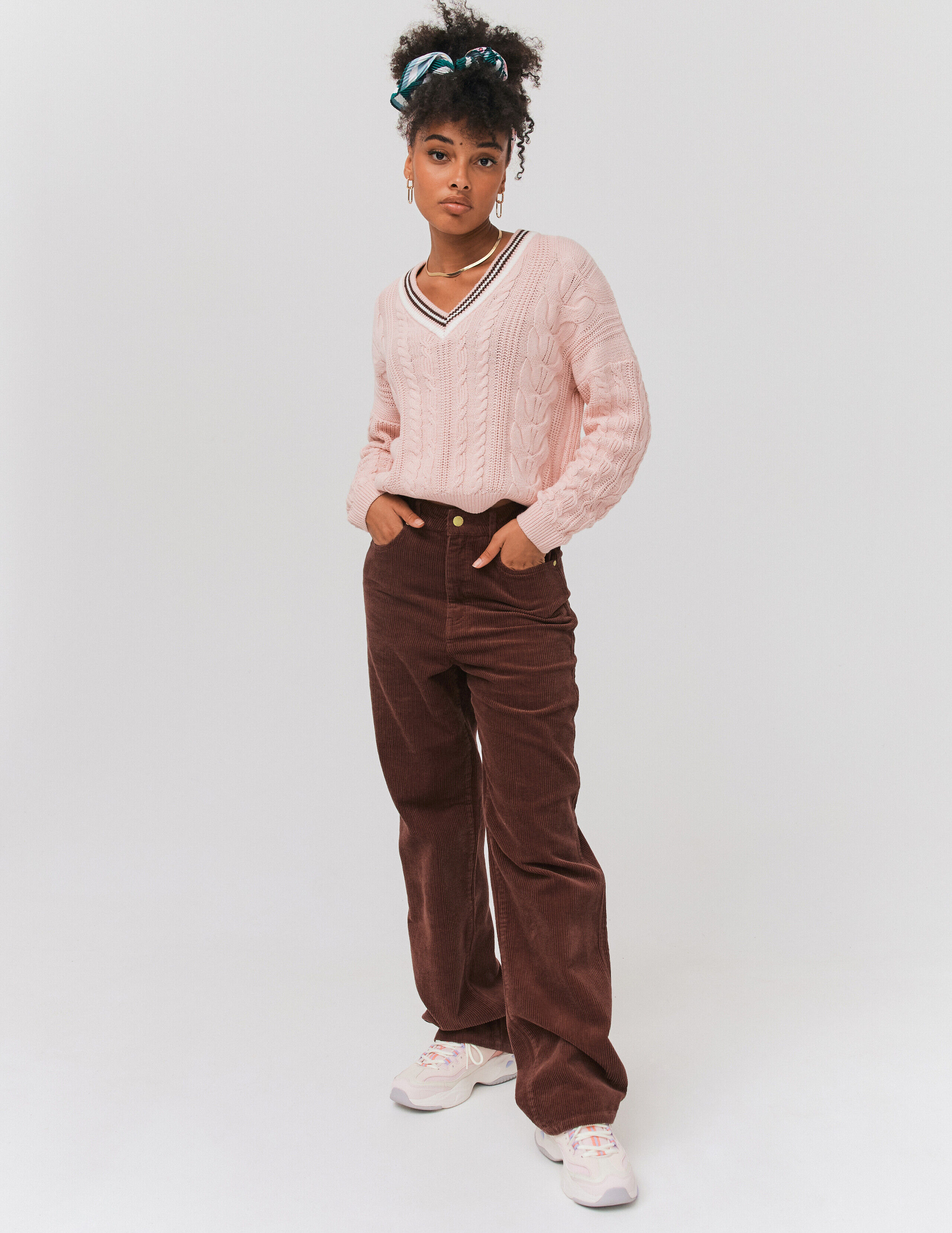 Pantalon brun femme hot sale