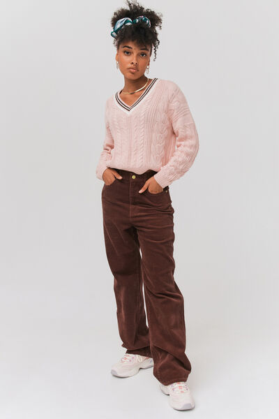 Pantalon velours straight long en coton iab