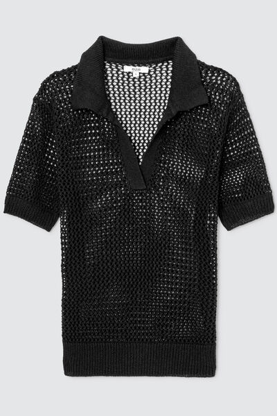 Polo en tricot ajouré