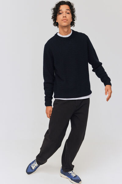 Pull col rond en tricot chevrons