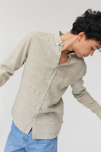 Chemise unie en coton lin