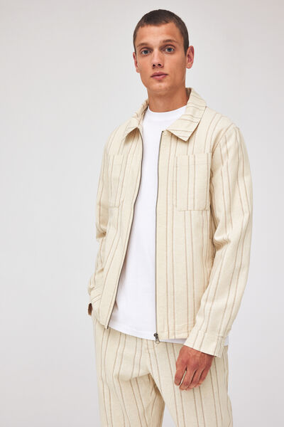 Veste zippée en coton lin