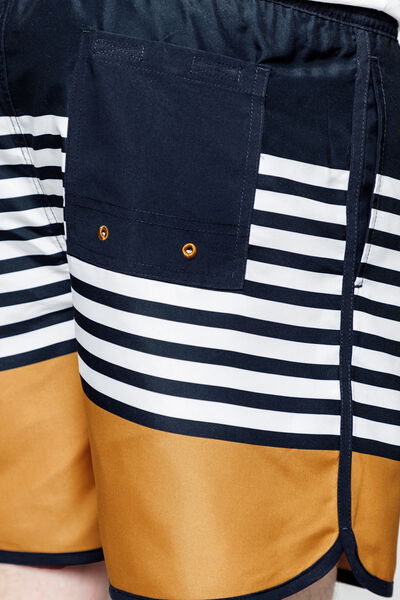 Short de bain mi-long marinière colorblock