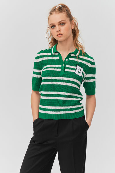 Polo ajouré rayé