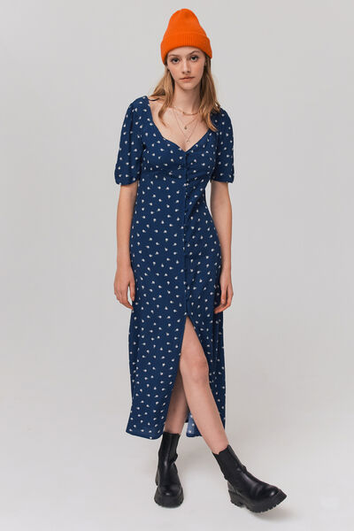 Robe longue boutonnée imprimée