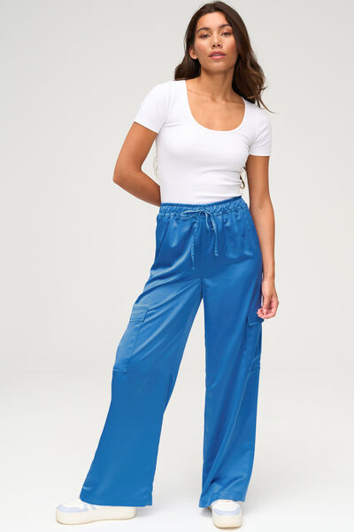 Pantalon cargo en satin