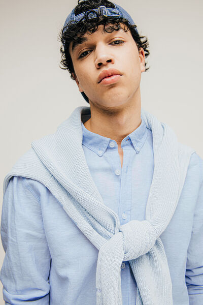 Chemise unie en coton lin
