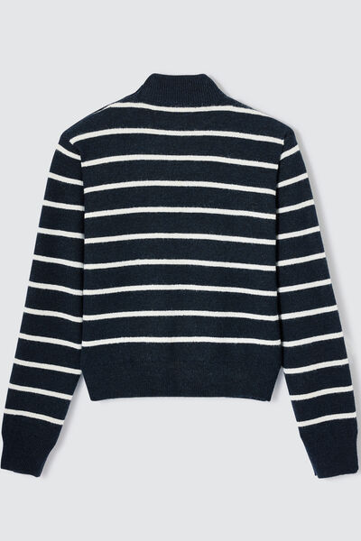 Pull rayé boutons épaule