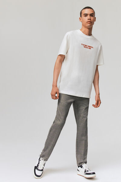 Pantalon urbain à carreaux taille élastiquée